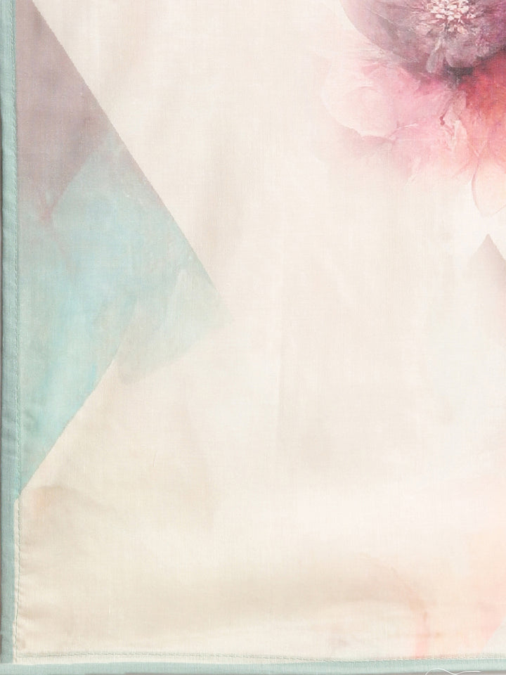 Neerus Mint Printed Straight Kurta and Trousers With Dupatta