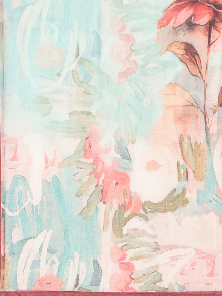 Neerus Green Printed Straight Kurta and Trousers With Dupatta