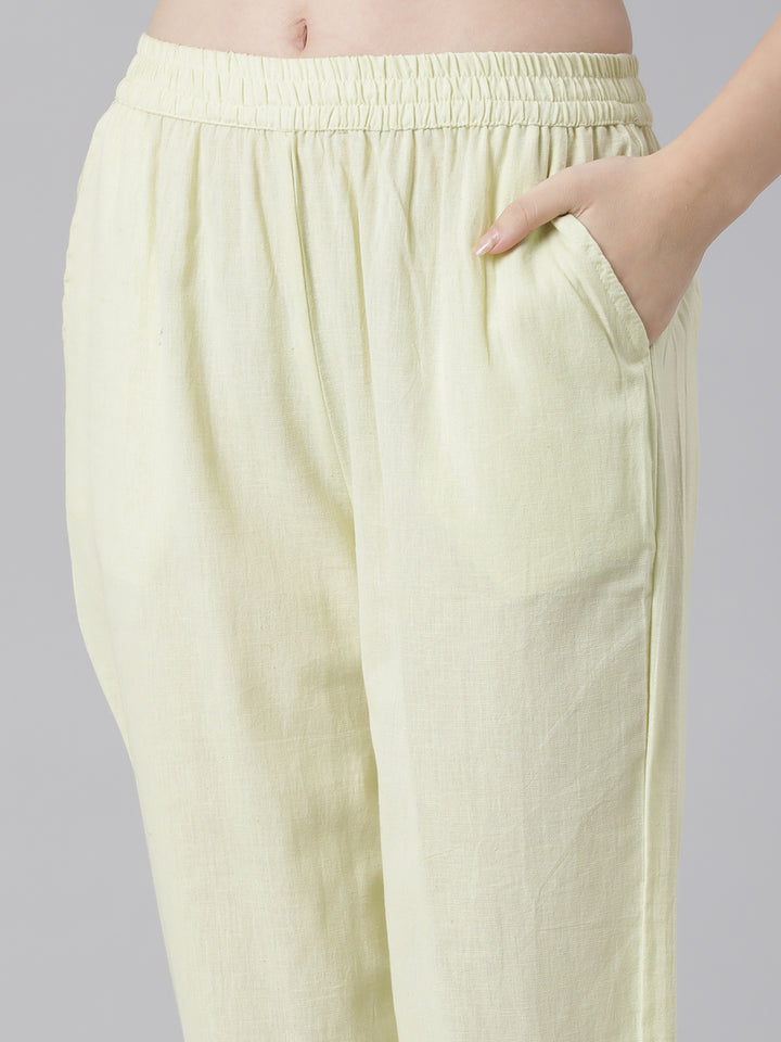 Neerus Green Printed Straight Kurta and Trousers With Dupatta