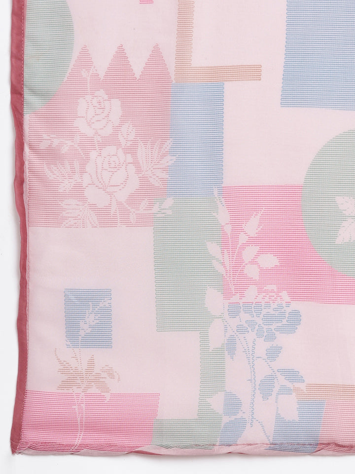 Neerus Pink Solid Straight Kurta and Trousers With Dupatta