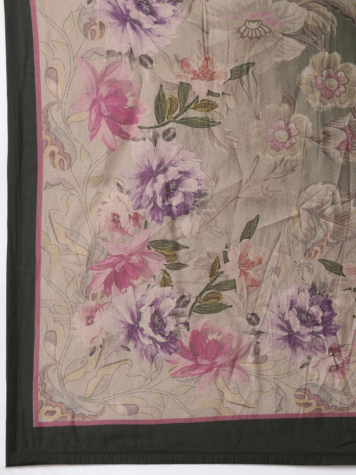 Olive Dola Silk Printed Three Piece Set