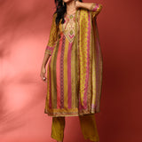 Multi color Muslin digital printed Three piece suit set