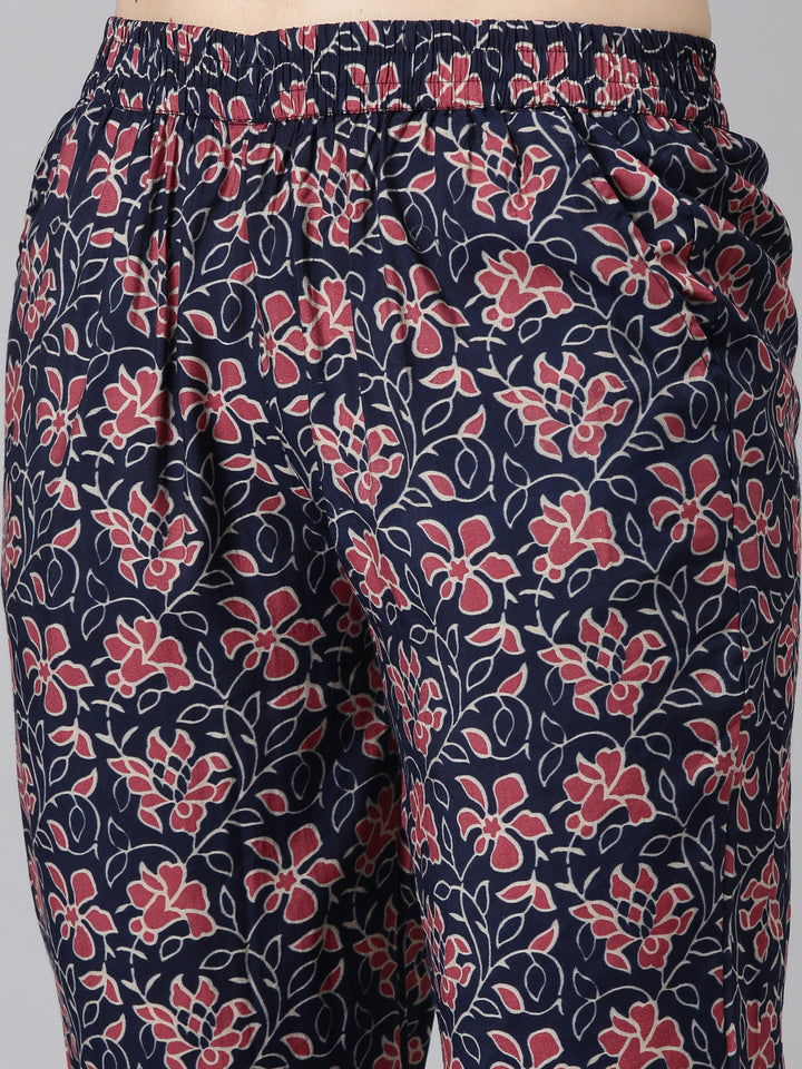 Neerus Beige printed straight suit set - detail view 3