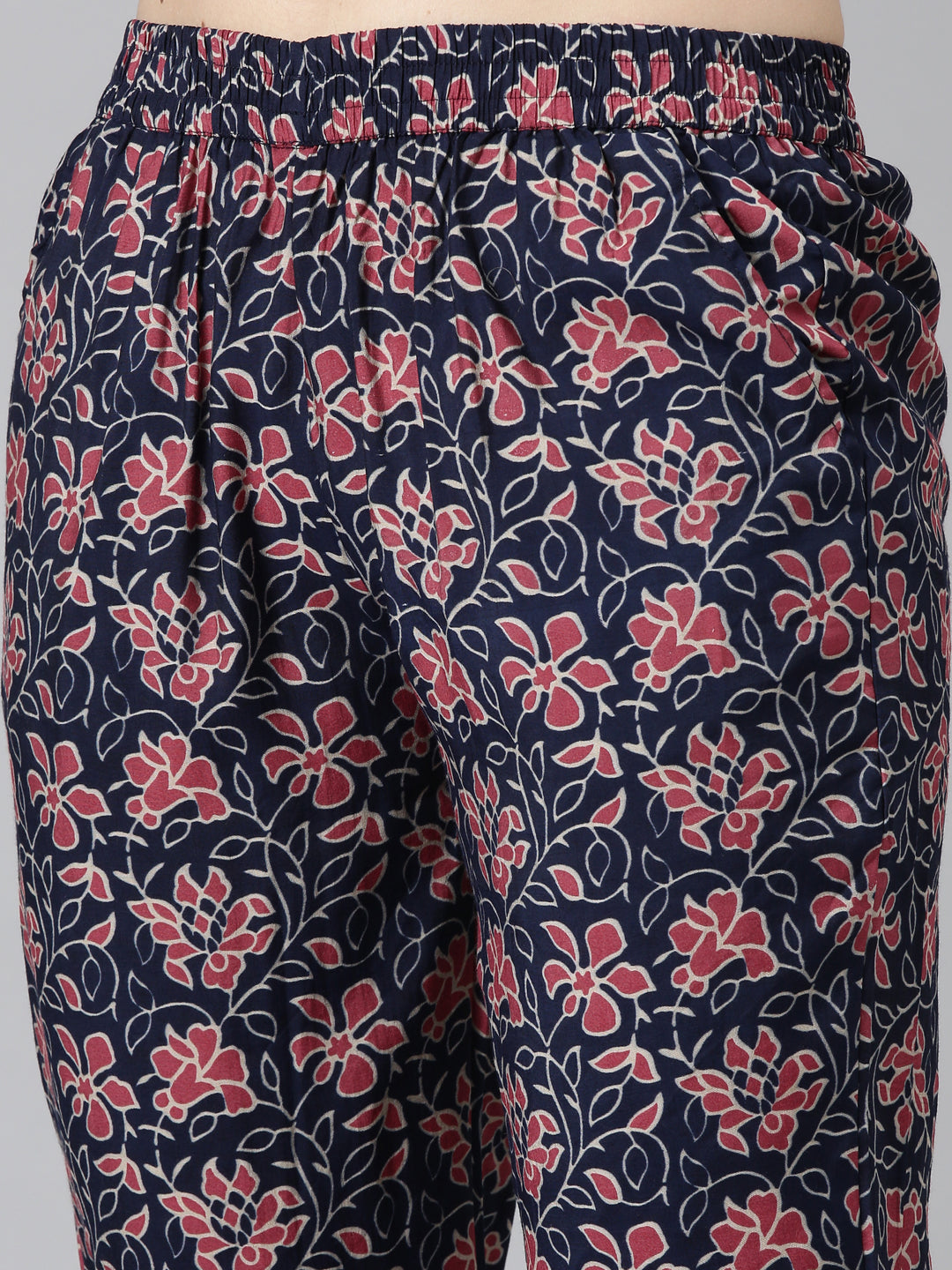 Neerus Cream Regular Straight Printed Kurta And Trousers With Dupatta