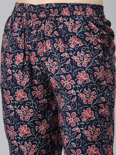 Neerus Cream Regular Straight Printed Kurta And Trousers With Dupatta