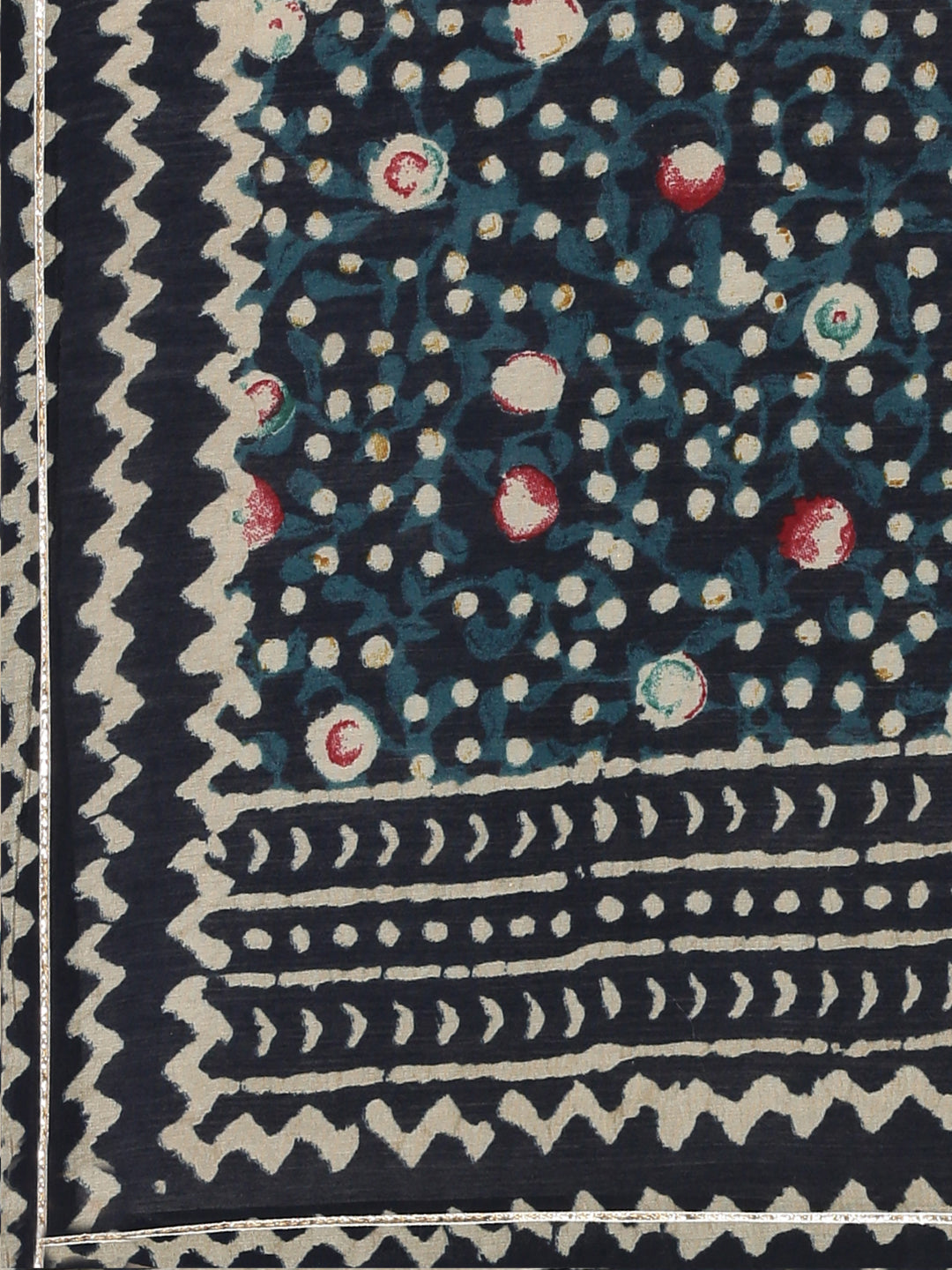Neerus Blue printed straight kurta set with dupatta - detail view 4