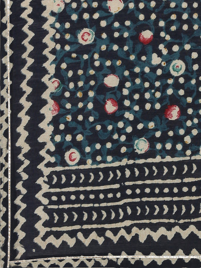 Neeru's Navy Blue Regular Straight Printed Readymade suits