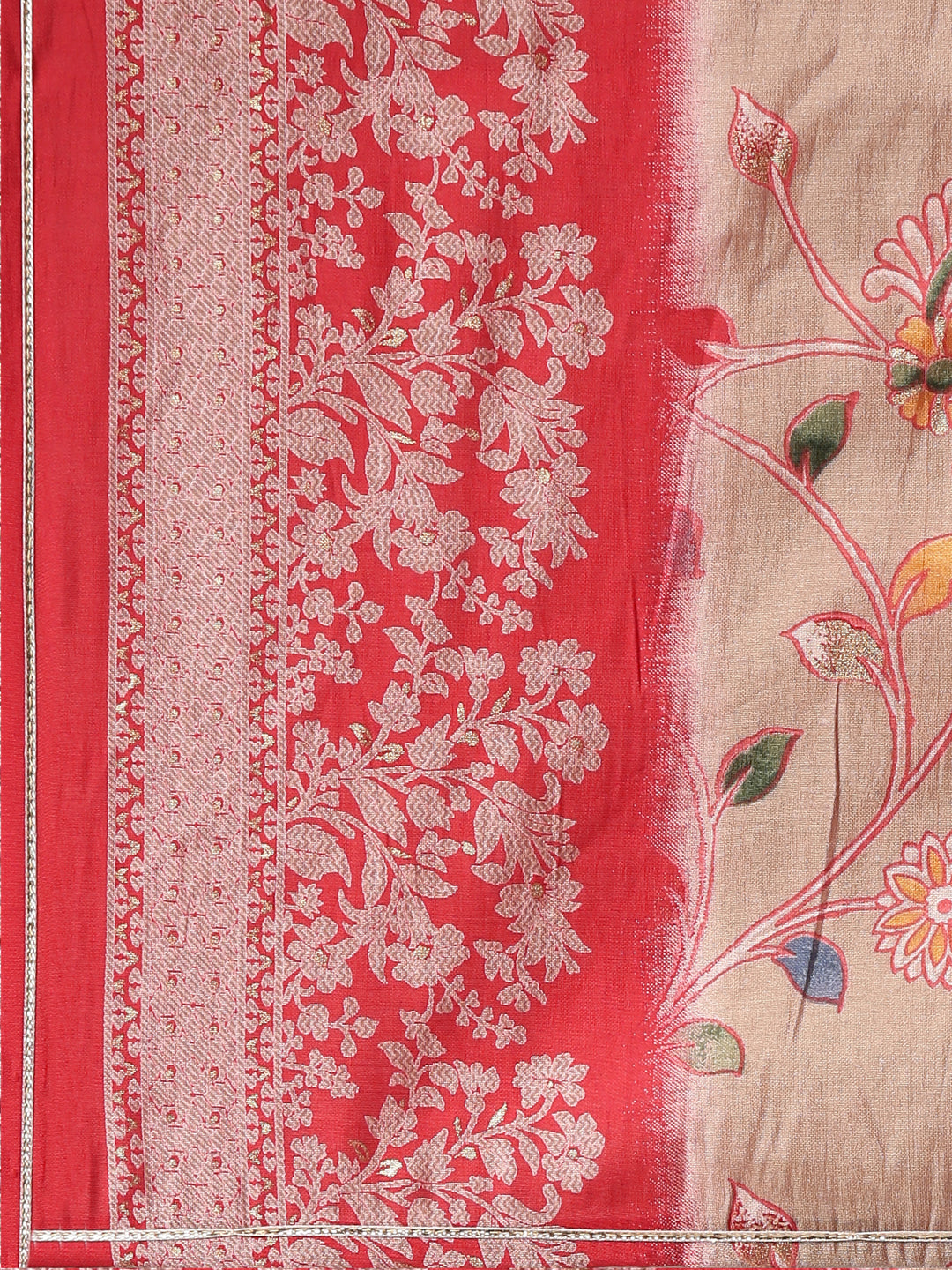 Neerus Red printed straight suit set - detail view 4