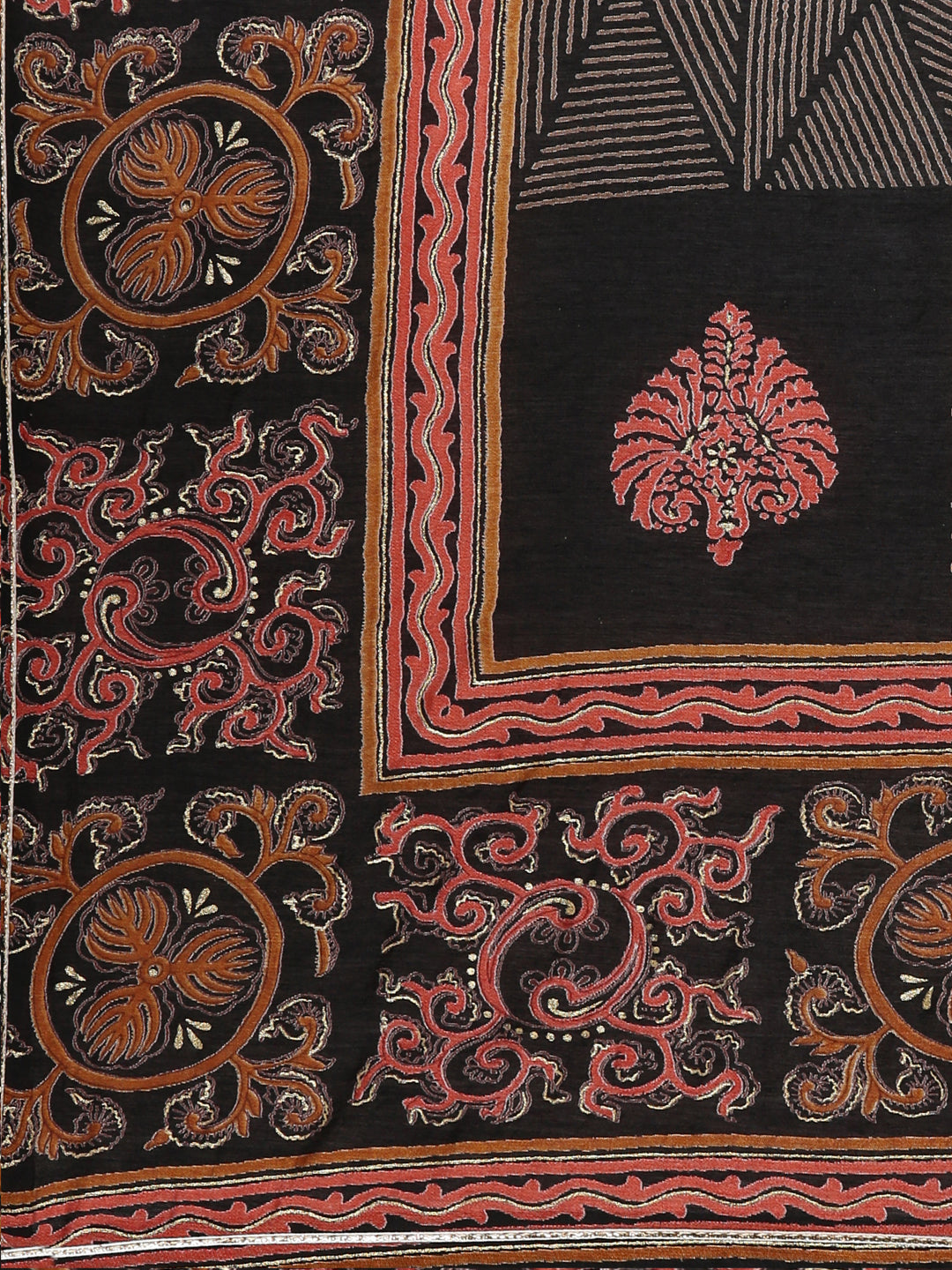 Neerus Black Regular Straight Printed Kurta And Trousers With Dupatta