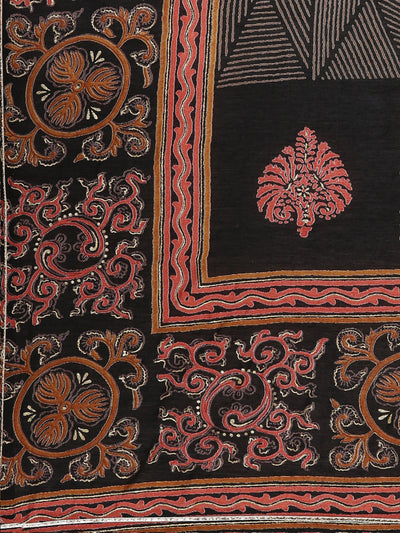 Neerus Black Regular Straight Printed Kurta And Trousers With Dupatta