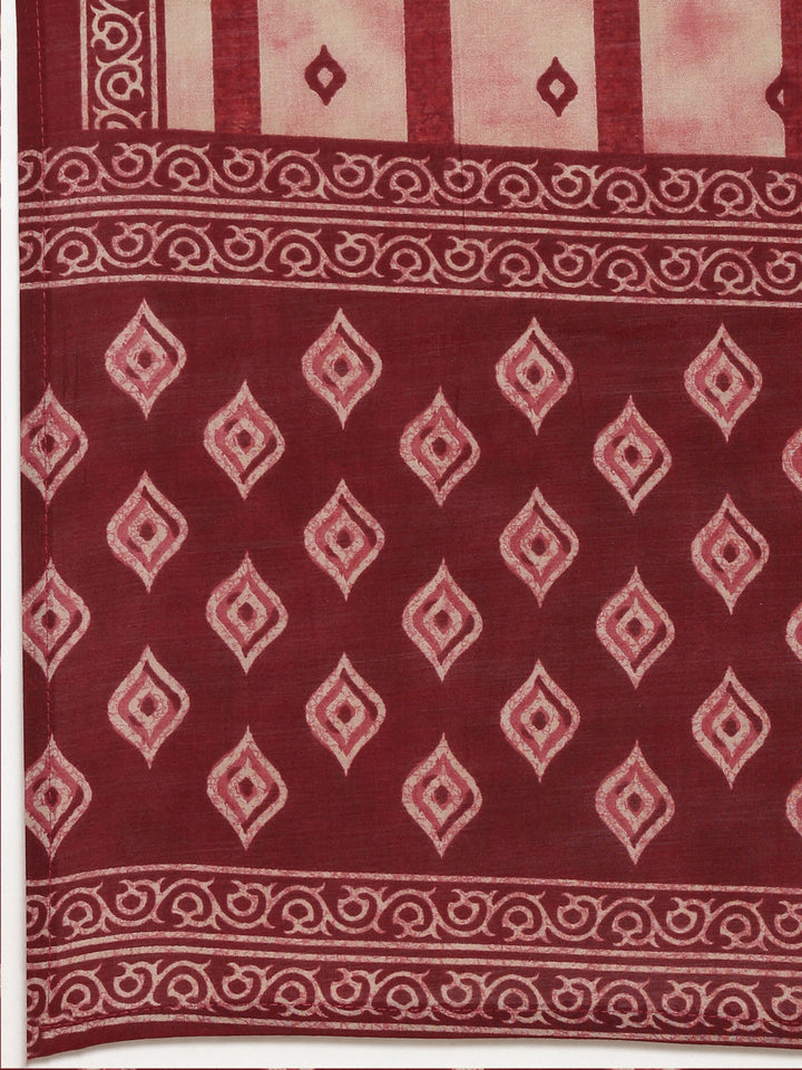Neerus Maroon Regular Straight Printed Readymade suits