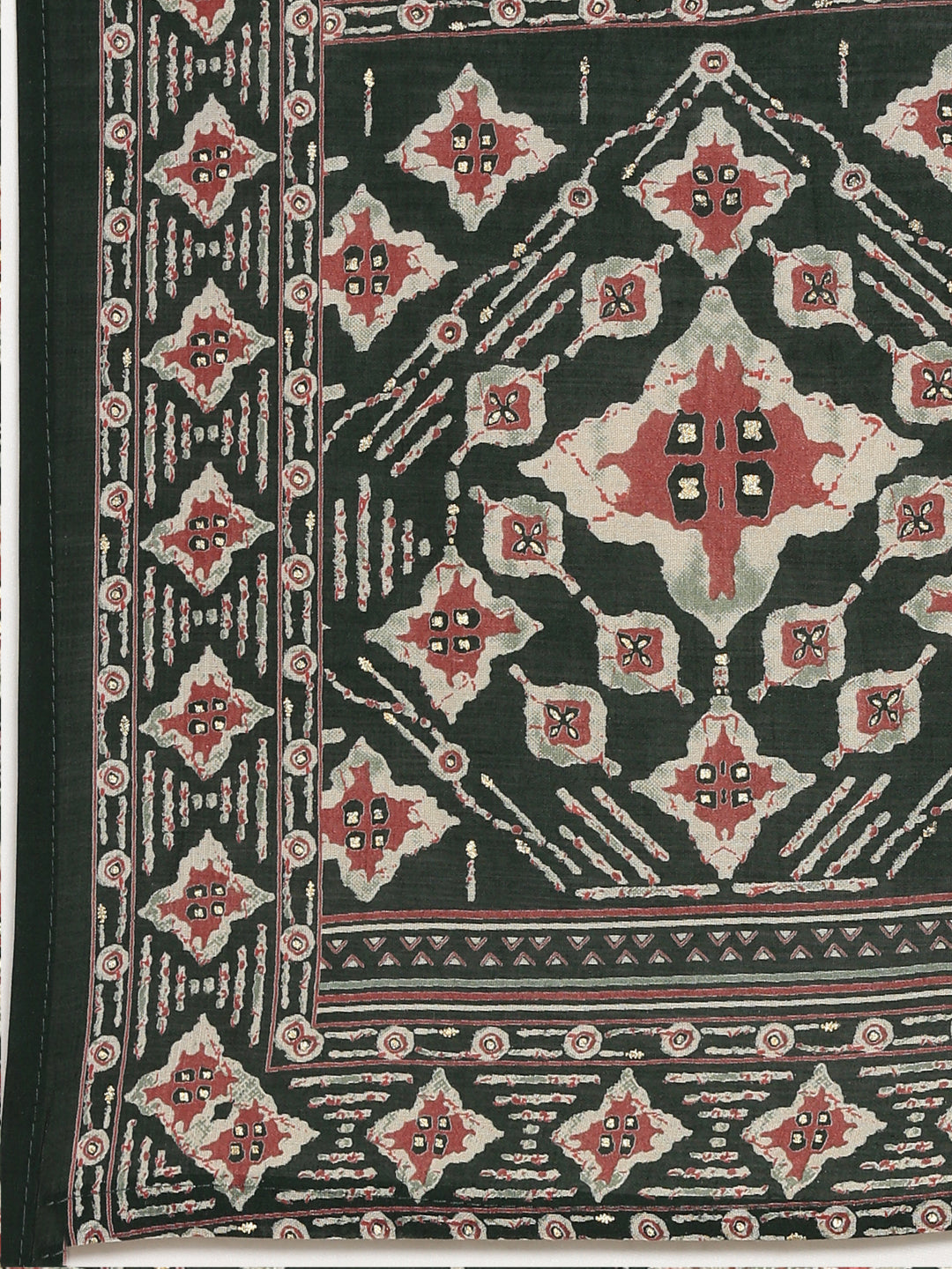 Neerus Green printed straight kurta set with dupatta - detail view 3