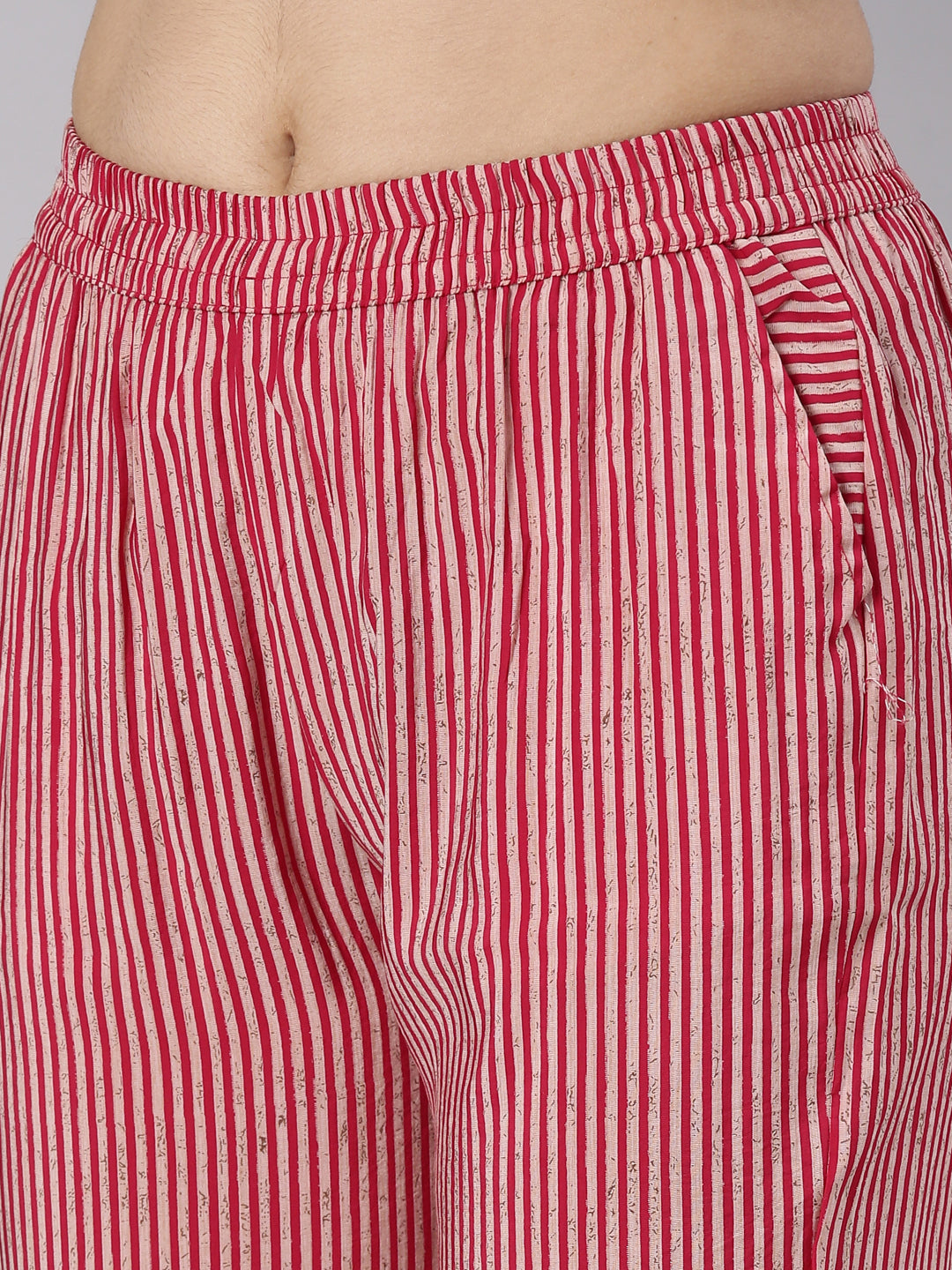 Neerus Pink printed straight kurta set with dupatta - detail view 3