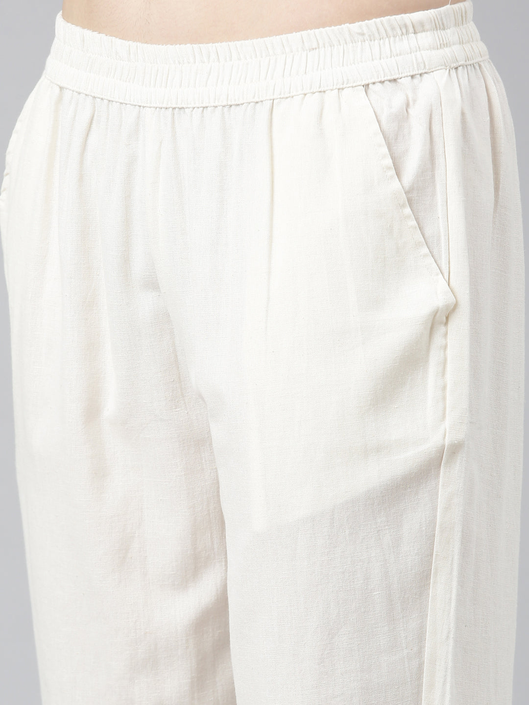 Neerus Off White Regular Straight Printed Kurta And Trousers