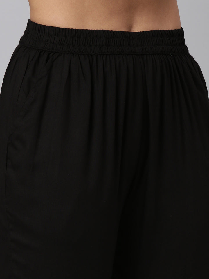 Neerus Black printed straight kurta set with dupatta - detail view 3