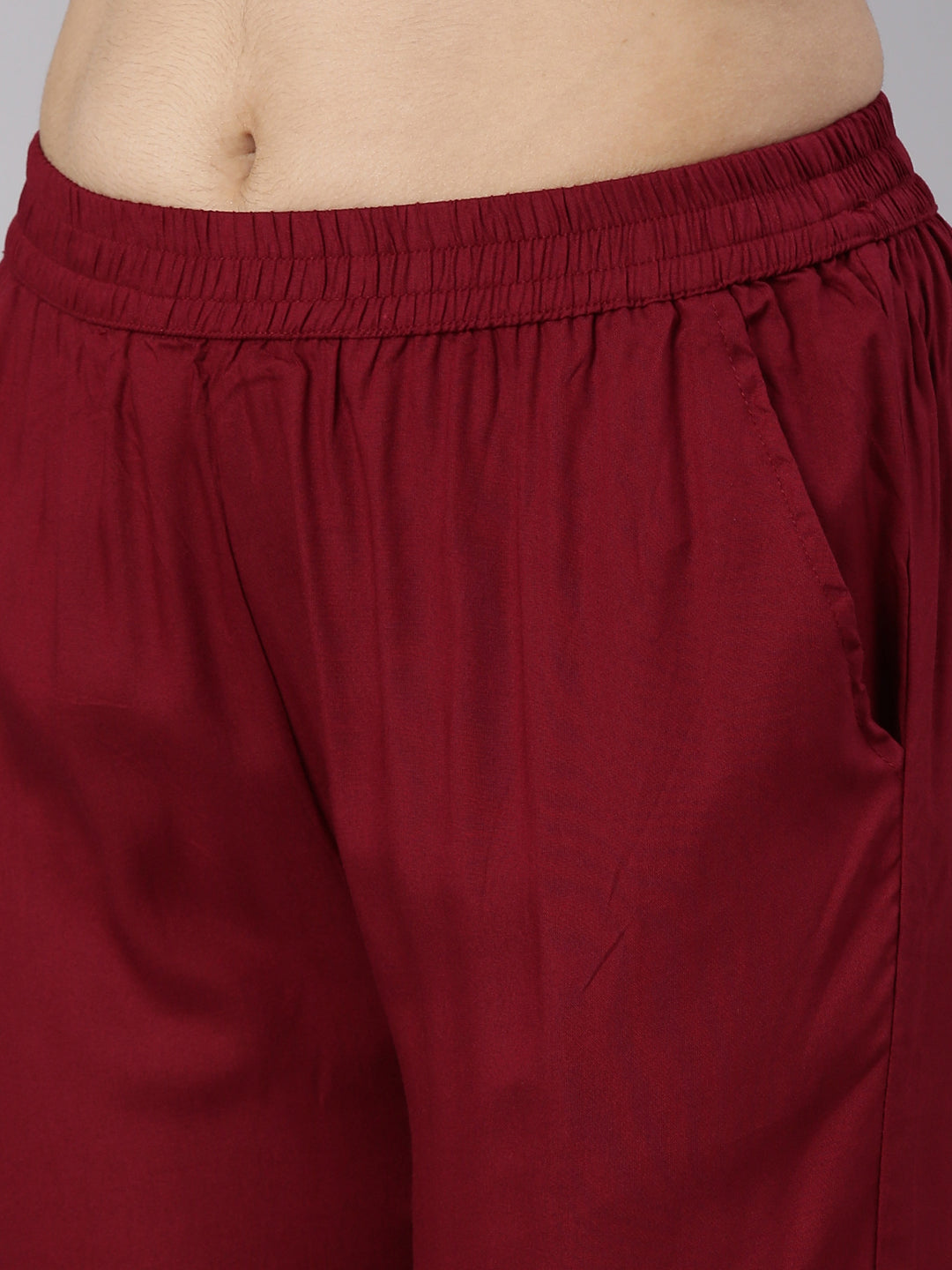 Neerus Maroon printed straight kurta set - detail view 3
