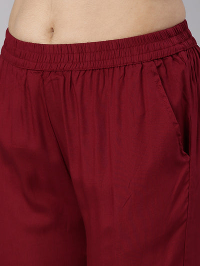 Neeru's Maroon Regular Straight Printed Readymade suits