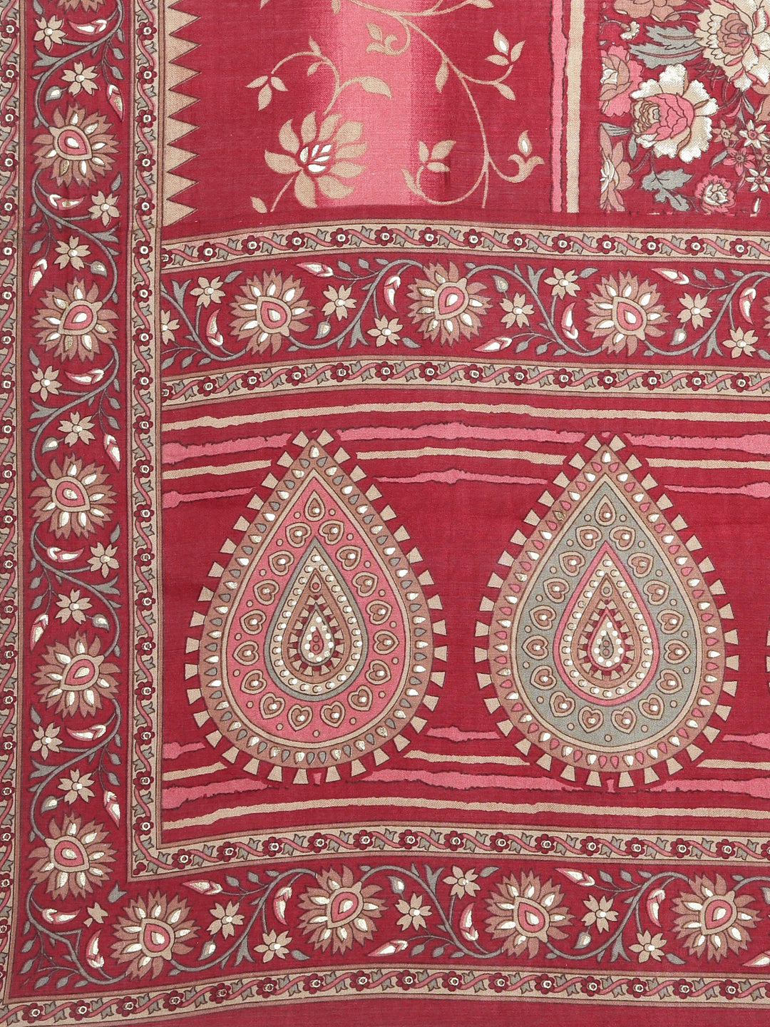 Neerus Maroon printed straight kurta set - detail view 4