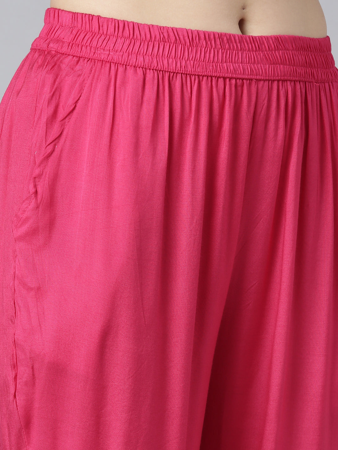 Neerus Pink printed paisley kurta set with trouser and dupatta - detail view 3