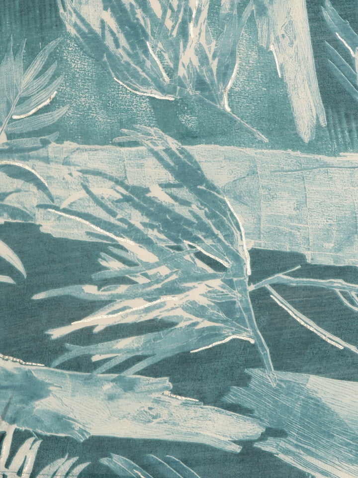 Neerus Blue Regular Straight Floral Kurta And  Trousers With Dupatta