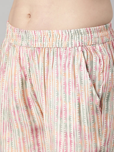 Neerus Pink Regular Straight Floral Kurta And  Trousers With Dupatta