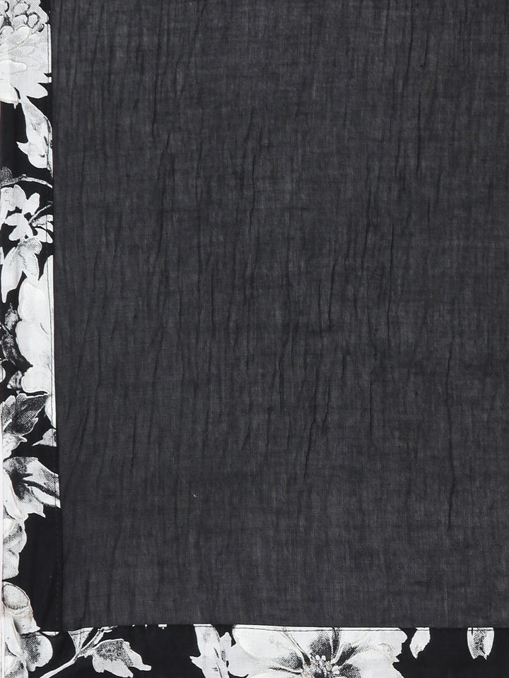 Neerus Black Printed Straight Kurta and Trousers With Dupatta