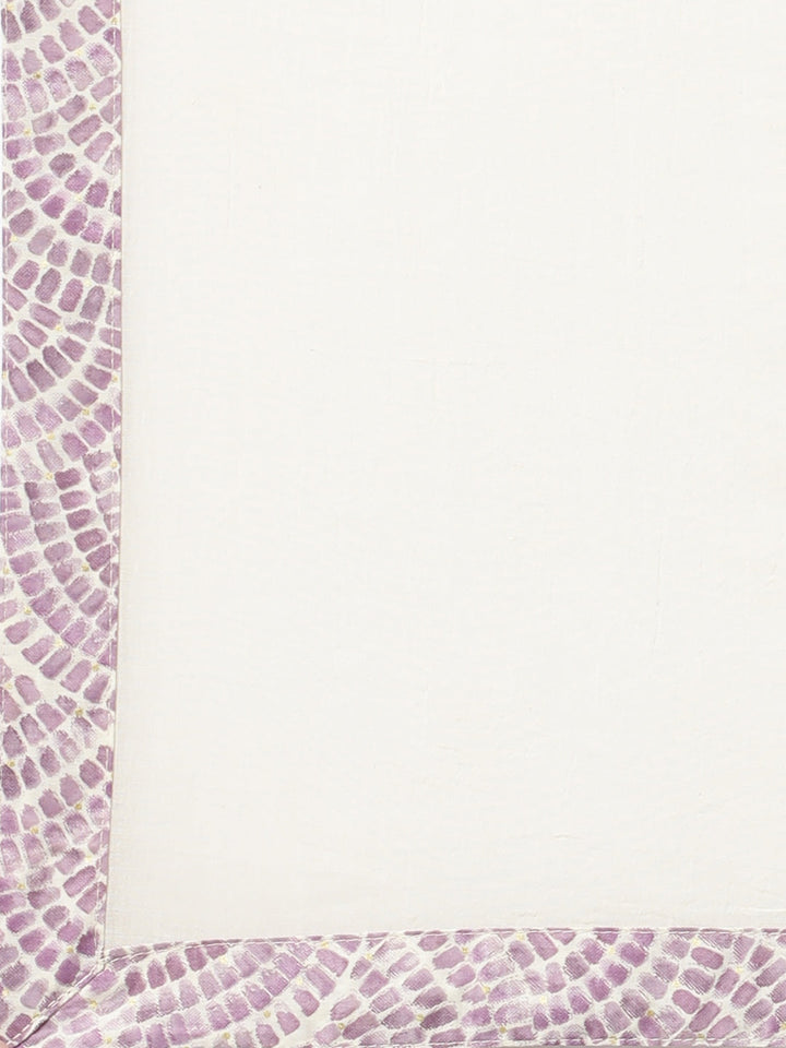 Neerus Purple printed straight suit set with dupatta - detail view 5