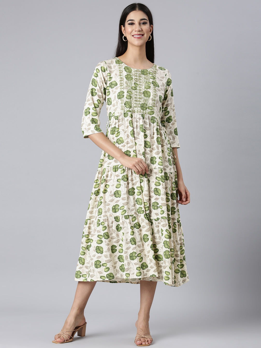 casual rayon dresses Neerus Beige Floral Printed Viscose Maxi Dress for Daily Wear Women – Neerus India Pick a Size:M This sleeveless dress features guest-black Men's Frank Dress Socks