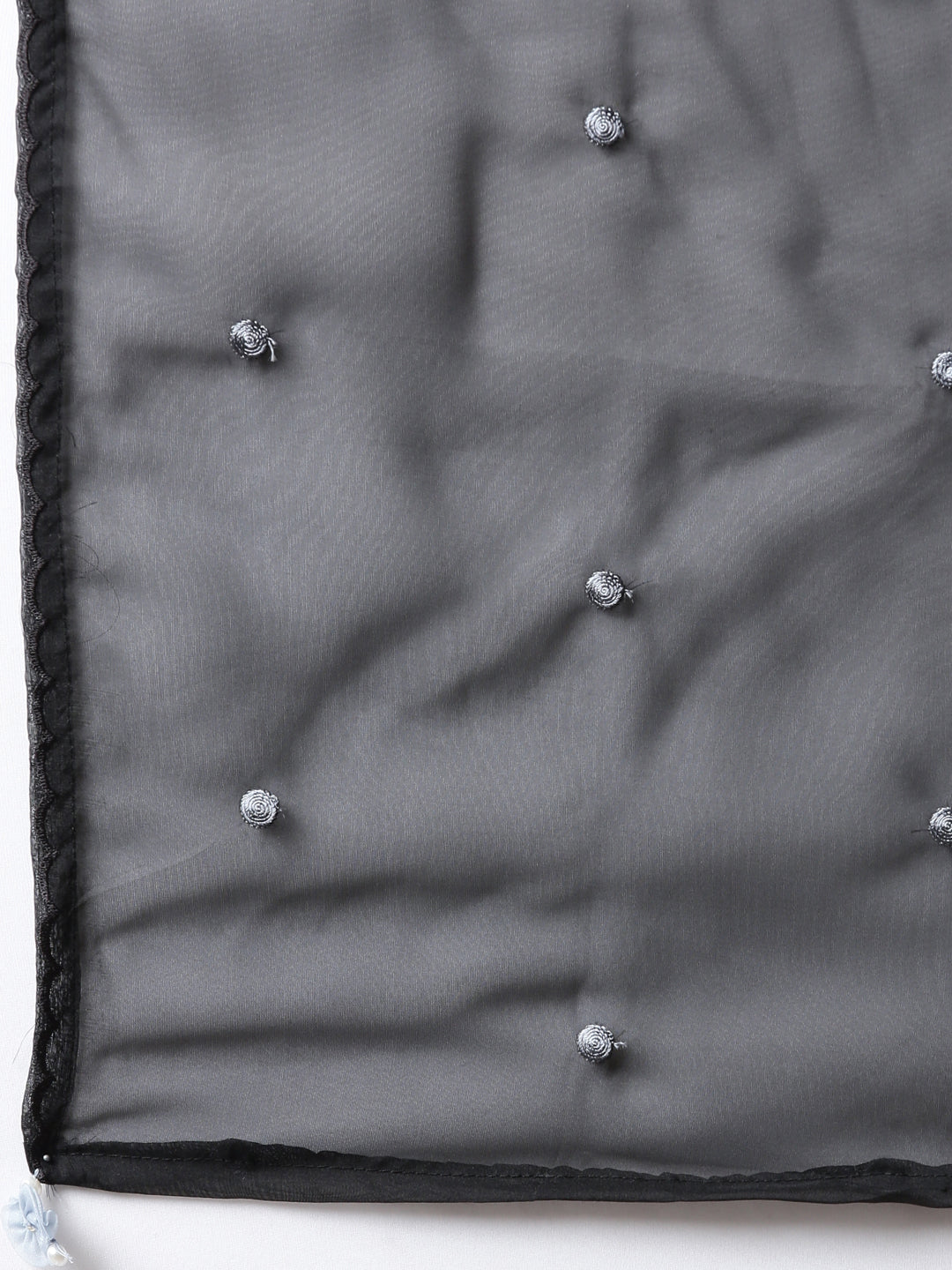 Neerus Black silk printed kurta sharara set - detail view 4
