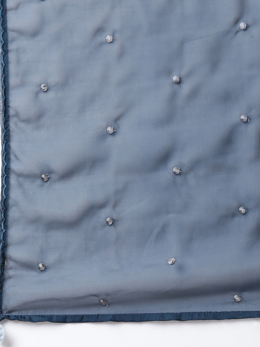 Neerus Blue silk printed kurta sharara set - detail view 4