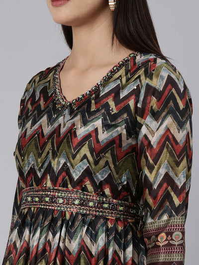 Neeru's Multi Straight Casual Chevron Dress
