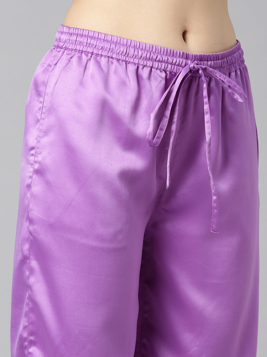 Neerus Purple crepe printed kurta set with dupatta - detail view 4