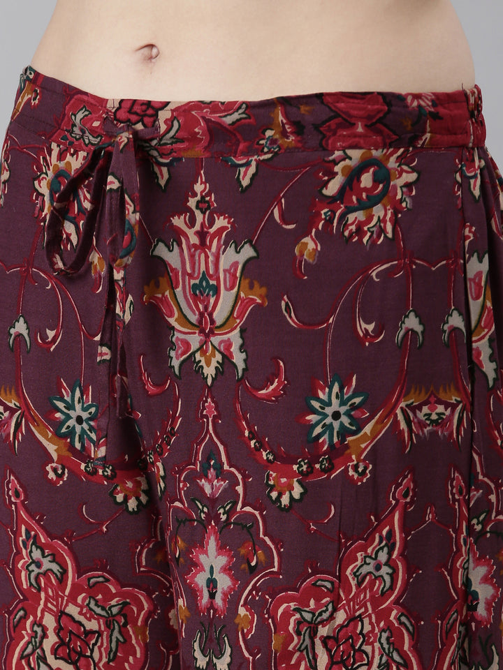 Neerus Rust Regular Straight Floral Co-Ords Set