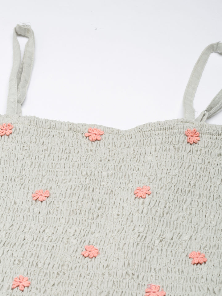 Neerus Green Straight Casual Floral Dresses