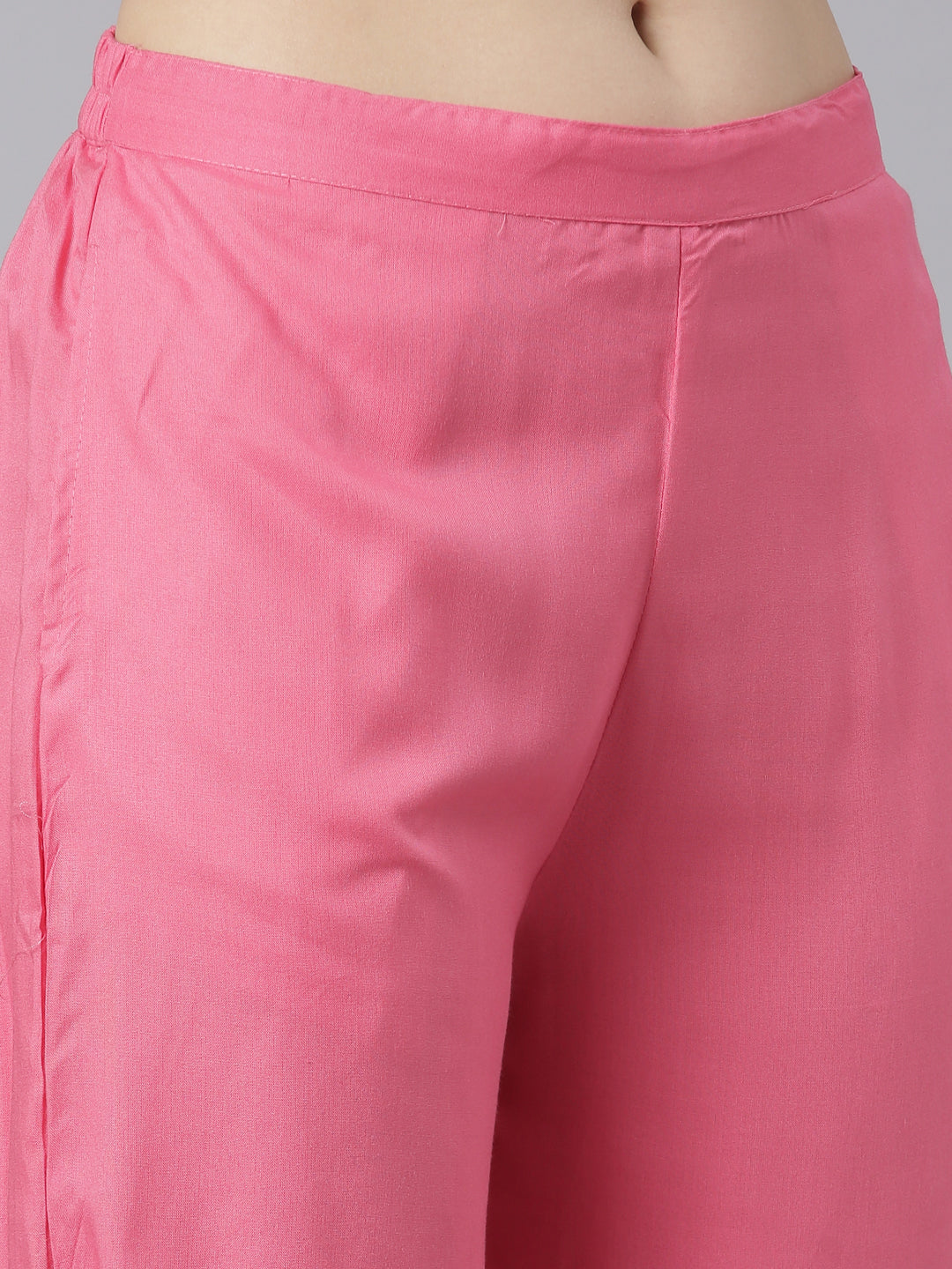 Neerus Pink Regular Straight Tribal Top And Salwar With Jacket