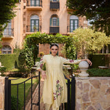 Neerus Yellow Embroidered Straight Kurta and Trousers