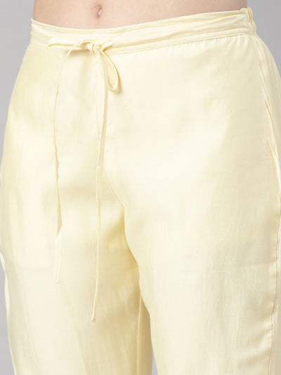Neerus Yellow Embroidered Straight Kurta and Trousers