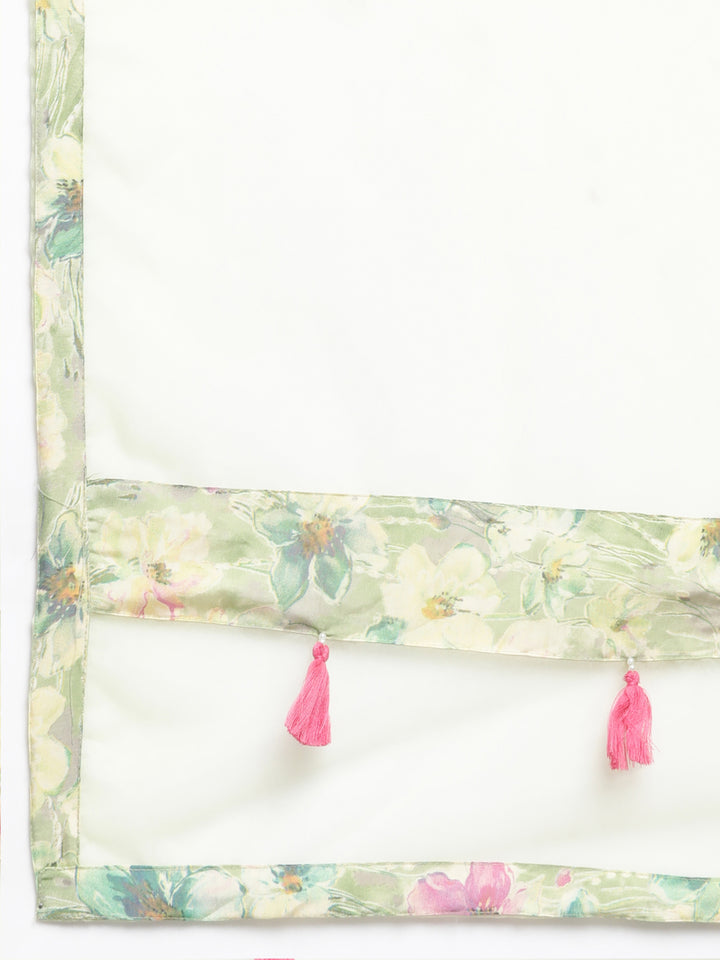 Neerus Green printed floral straight suit set - detail view 4
