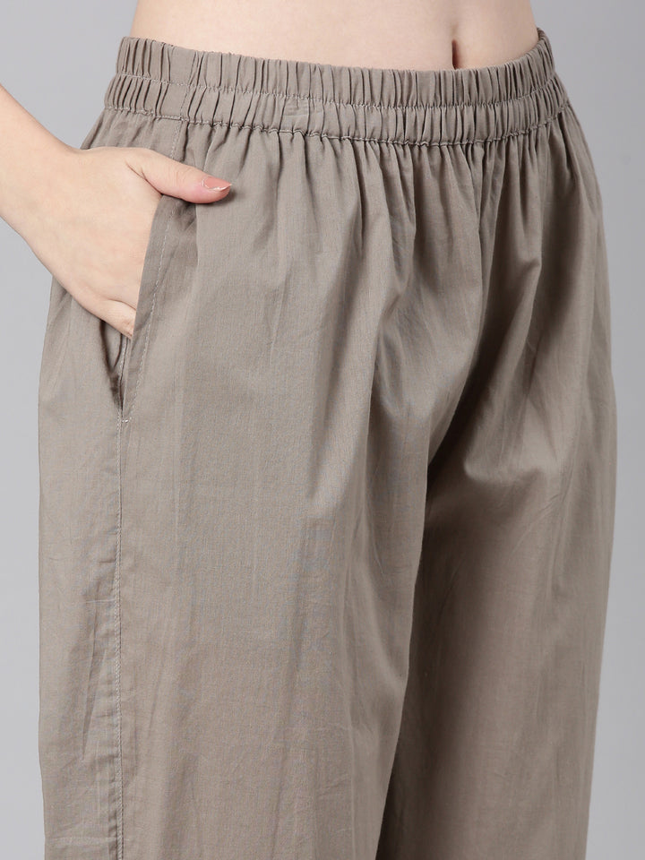 Neerus Elephant grey Printed Straight Kurta and Trousers With Dupatta