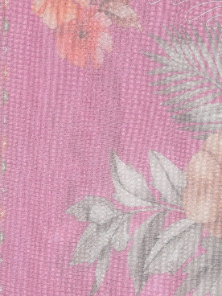 Neerus Maroon Organza Printed Suit Set - detail view 4