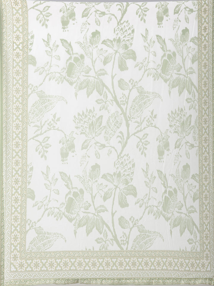 Green Rayon Printed Three Piece Set