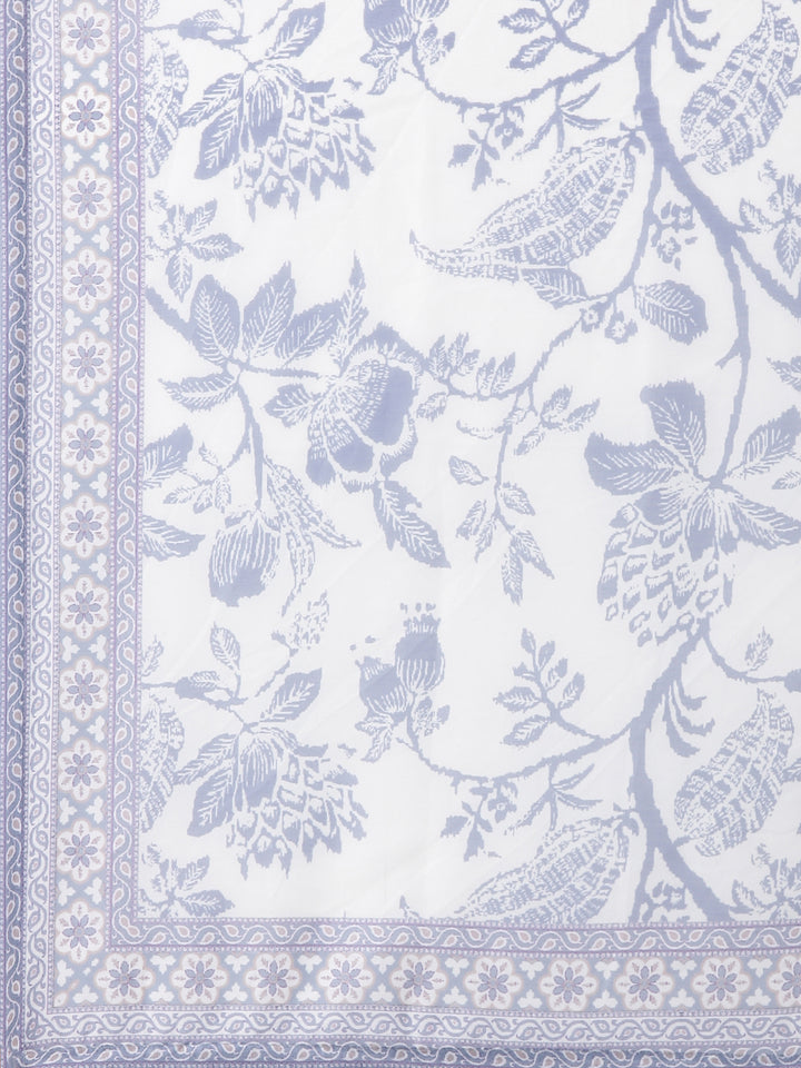 Blue Rayon Printed Three Piece Set