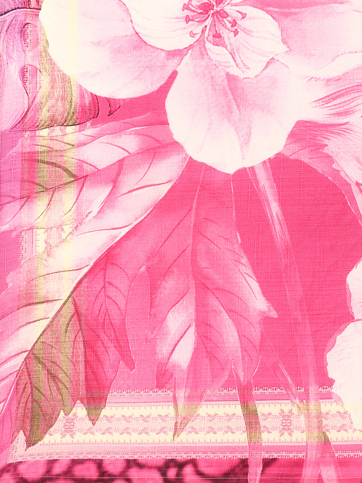 Floral printed three piece suit set with sequins embroidery