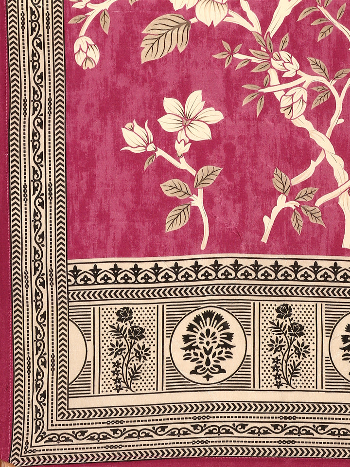 Magenta Muslin fabric three piece suit set