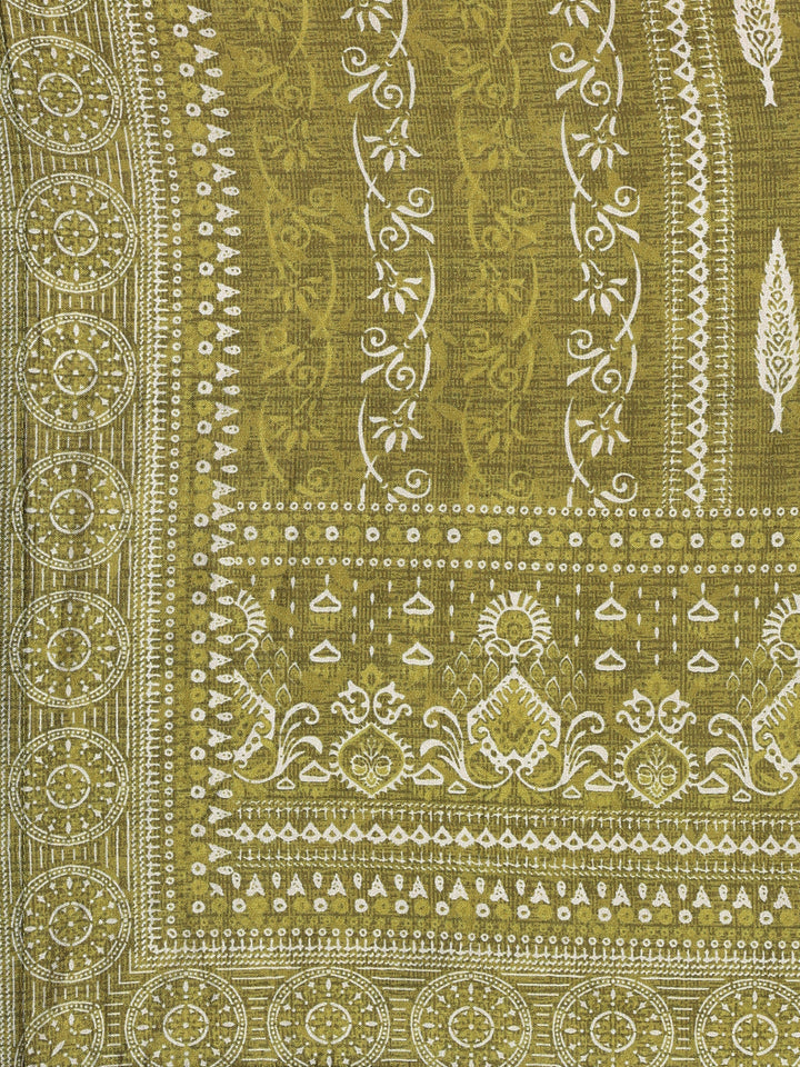 Green Organza Printed Embroidered Three Piece Set