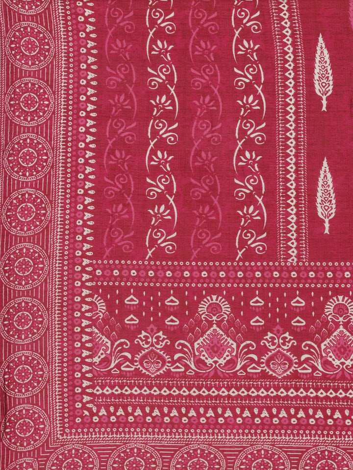 Wine Modal Silk Printed Three Piece Set