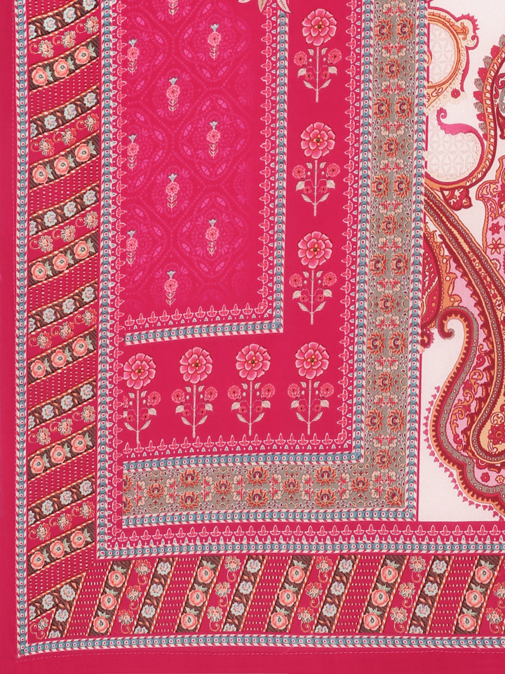 Pink Digital printed crepe Three piece suit set