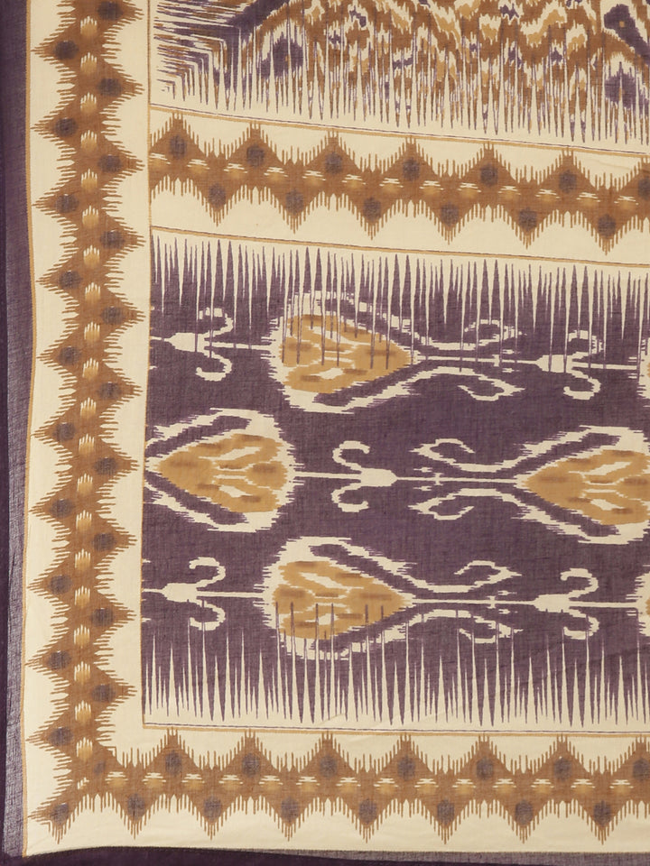 Neerus Purple Printed Straight Kurta and Trousers With Dupatta