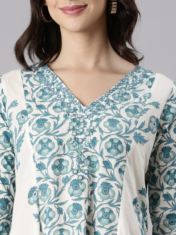 Rama Cotton Printed Anarkali Three Piece Set