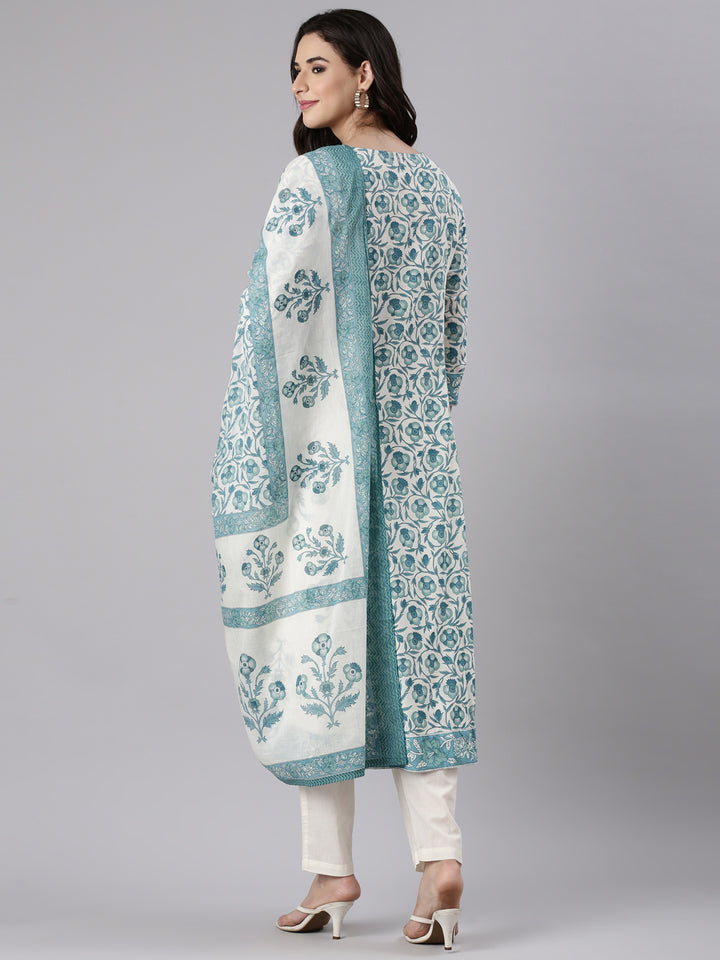 Rama Cotton Printed Anarkali Three Piece Set